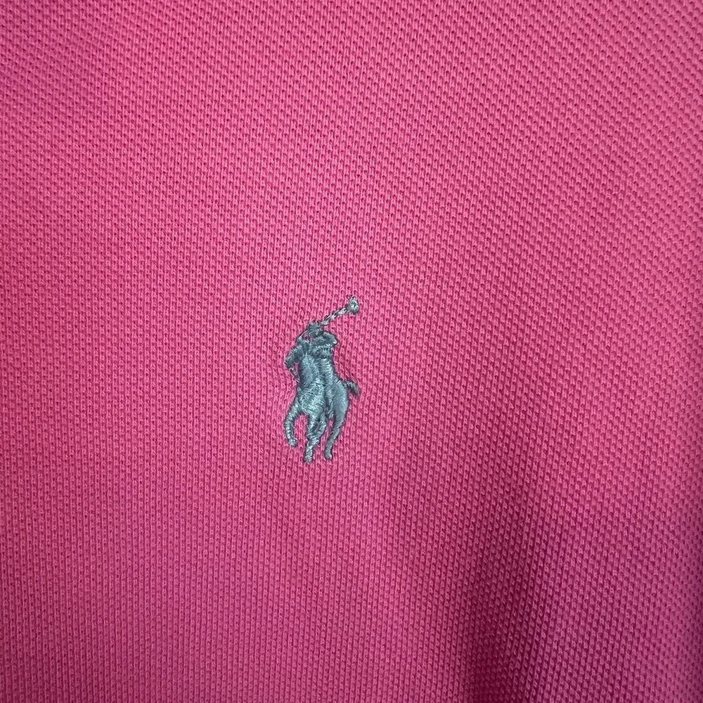 Polo Ralph Lauren‎ Mens Pink Polo Large Blue Horse 100% Cotton Preppy